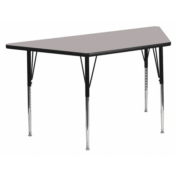 Trapezoid Activity Table, 22.5 X 45 X 30.25, Chrome, Laminate, Particleboard, Steel Top, Grey
