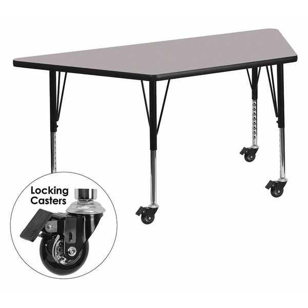 Trapezoid Activity Table, 22.5 X 45 X 25.5, Chrome, Laminate, Particleboard, Steel Top, Grey