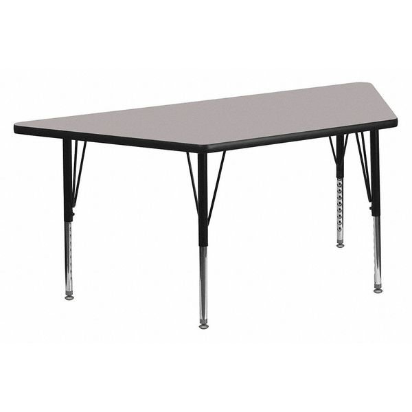 Trapezoid Activity Table, 22.5 X 45 X 25.25, Chrome, Laminate, Particleboard, Steel Top, Grey