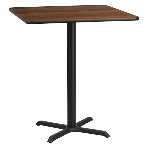 Square Walnut Table, Sqr w/X-Base, 36