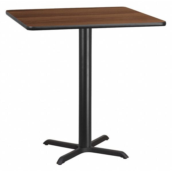 Square Walnut Lam Table, Square w/X-Base, 42