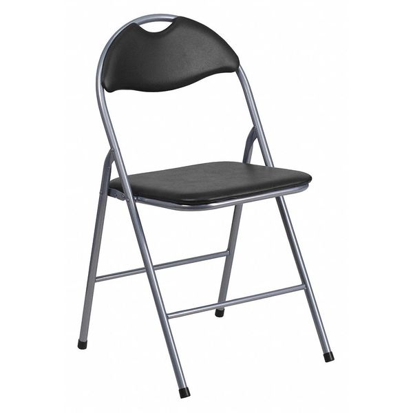 Folding Chair, Black Vinyl, 31.5