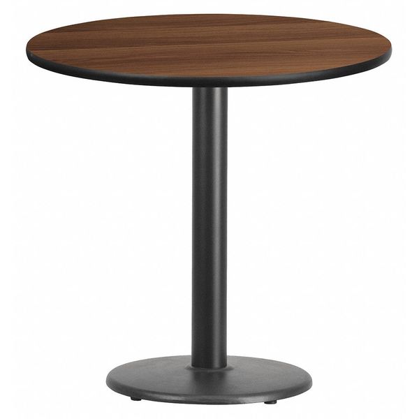 Round Walnut Lmnt Table Top, Round w/Base, 30