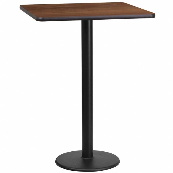 Square Walnut Table Top, Square w/Rnd Base, 24