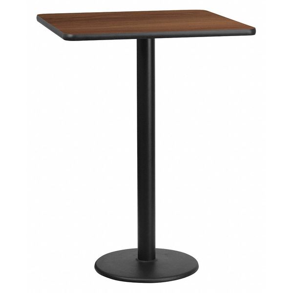 Square Walnut Table Top, Square w/Round Base, 30