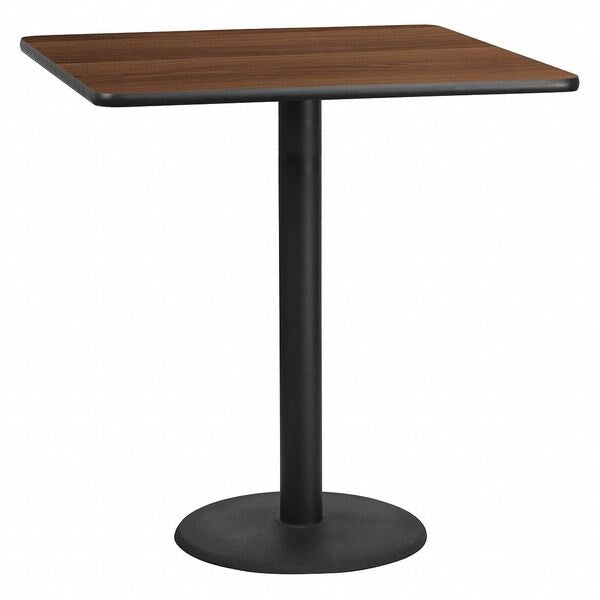 Square Walnut Table Top, Square w/Round Base, 42