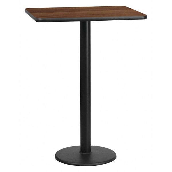 Rectangle Walnut Table, Rctngl w/Round Base, 24