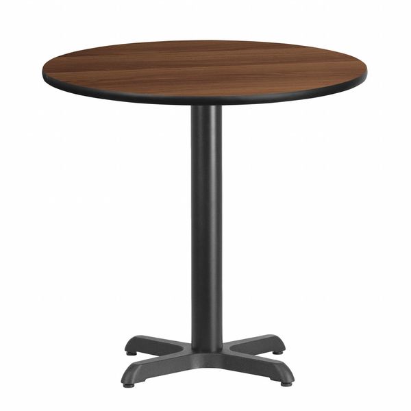 Round Walnut Table Top, Round w/X-Base, 30