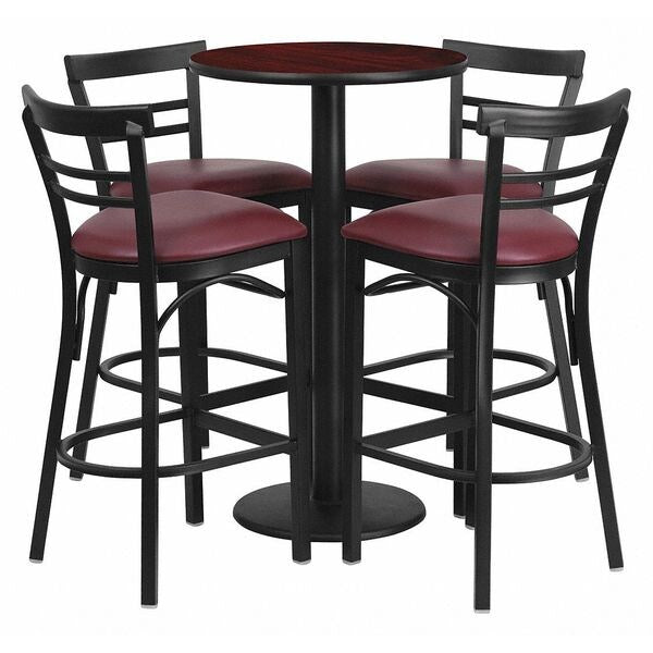 Mahgny Bar Table, Rnd Base, Burg Seats, 24