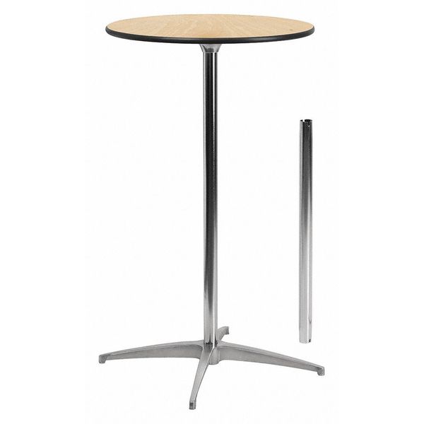 Pub Table w/2 Clmns, Rnd, Wood, Al Base, 24