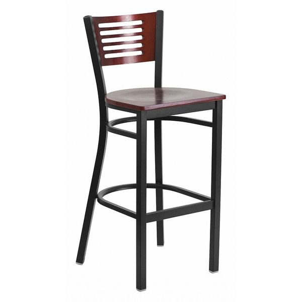 Slat Stool, Blk/Mahogny, Mahogny Wood Sea