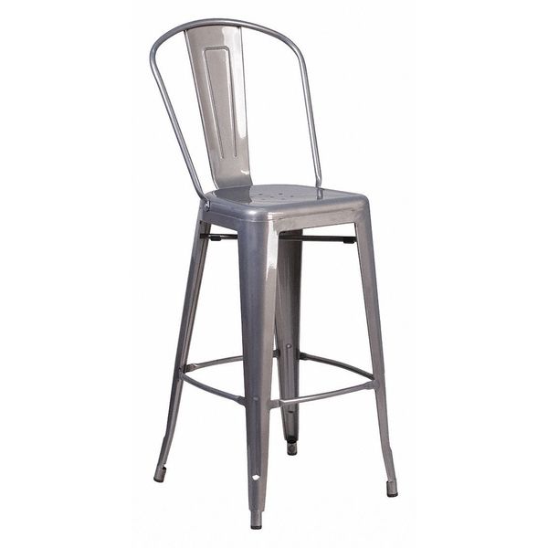Metal Indoor Stool, Backless, Clear, 30