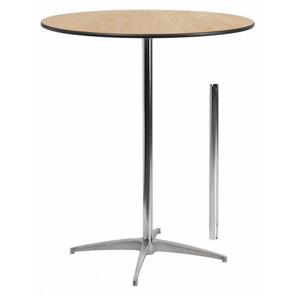 Pub Table w/2 Columns, Rnd, Brchwd Top, 36