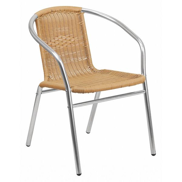 Aluminum and Beige Restaurant Stack Chair, 21.75 W 22