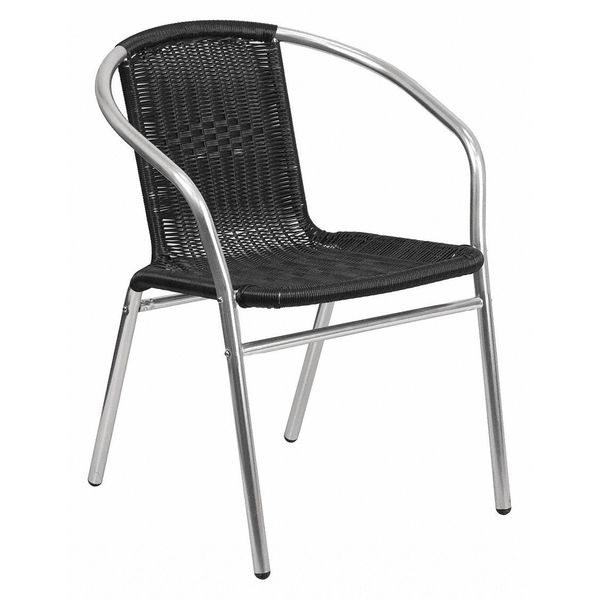Aluminum and Black Restaurant Stack Chair, 21.75 W 22