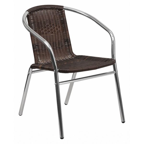 Aluminum and Dark Brown Restaurant Stack Chair, 21.75 W 22