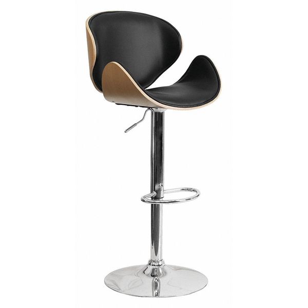 Beechwood Barstool w/Curved Back, Blk