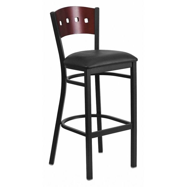 Stool, 4 Sqr Back, Blk/Mahogany, Blk Seat