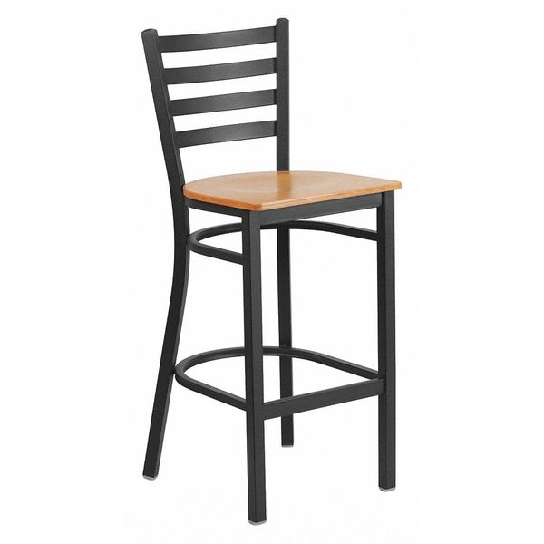 Restaurant Stool, Ladder Back, Nat Seat, Seat Height Range: 29