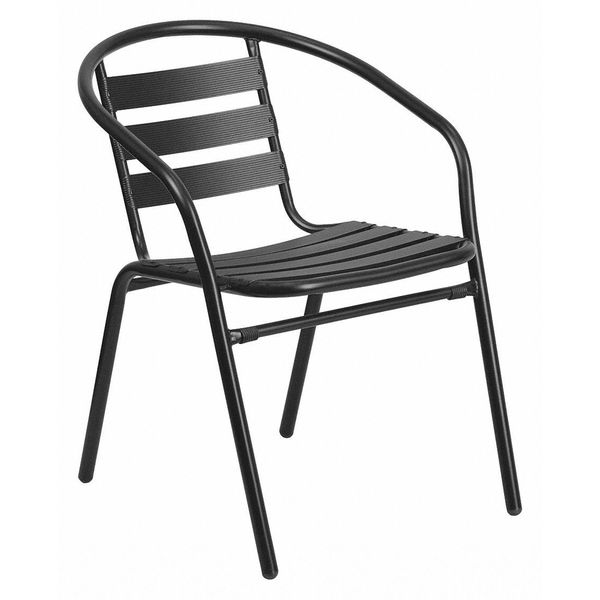 Lila Black Metal Restaurant Stack Chair with Aluminum Slats