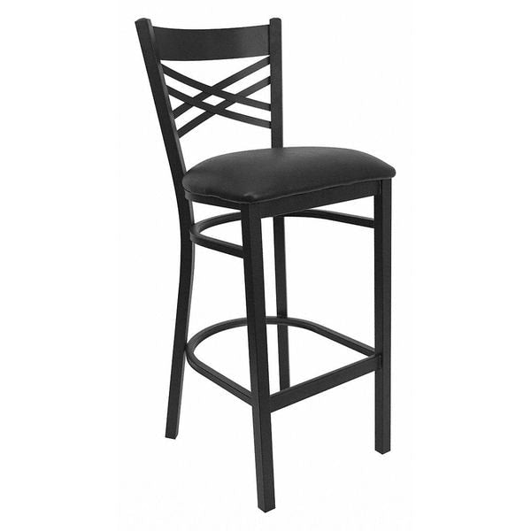 Restaurant Stool, X Back, Black Seat