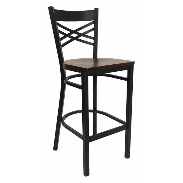 Restaurant Stool, X Back, Mahogany Seat