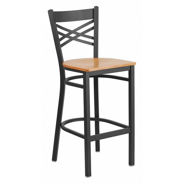Restaurant Stool, X Back, Natural Seat