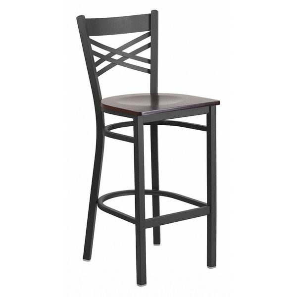 Restaurant Stool, X Back, Walnut Seat