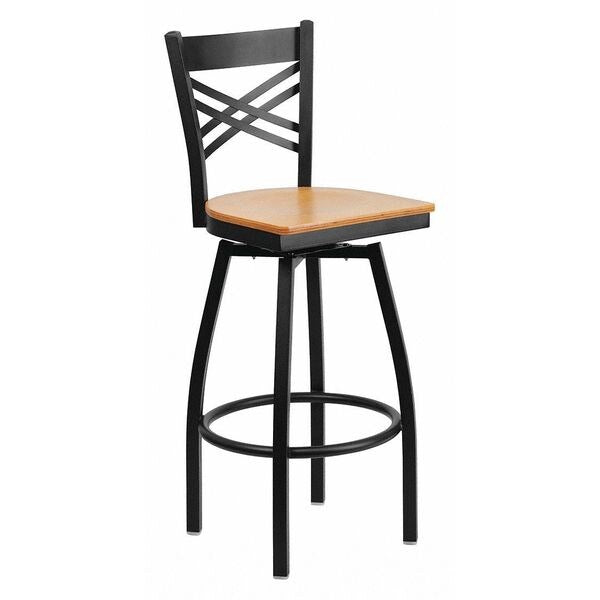 Swivel Batstool, X Back, Natural Seat