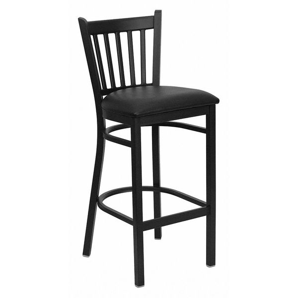 Restaurant Stool, Vertical Back, Blk Seat