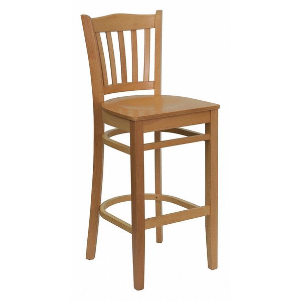 Barstool, Natural Wood, Vertical Slat Bac