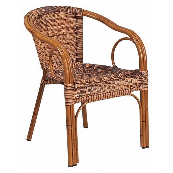 Brown Rattan Patio Chair with Dark Red Frame