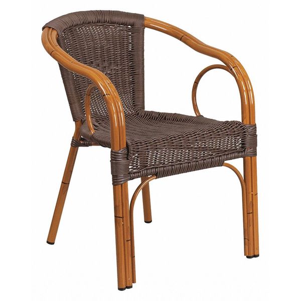 Dark Brown Rattan Patio Chair with Red Frame