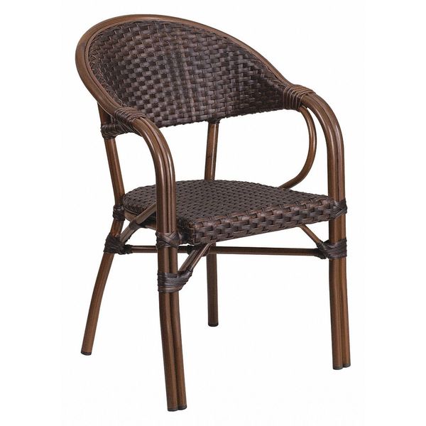 Dark Brown Rattan Patio Chair with Red Frame