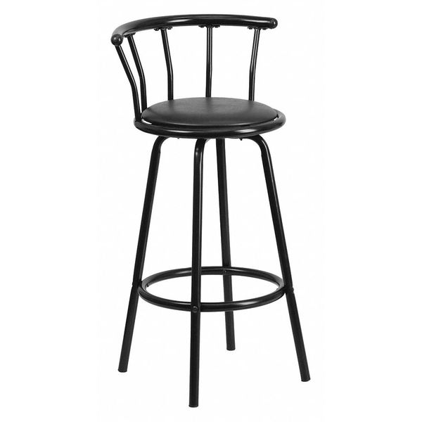 Swivel Barstool, Mtl, Crown Back, Blk Seat