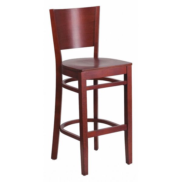 Barstool, Solid Back, Mahogany Wood
