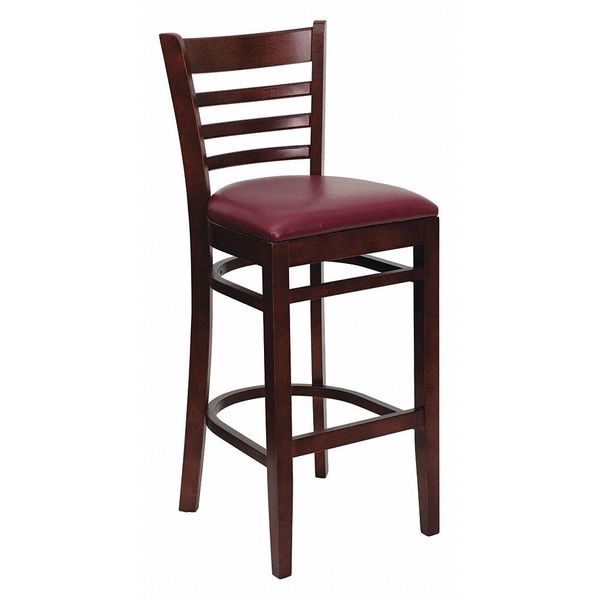 Barstool, Ladder Back, Mah Wood, Burg Viny