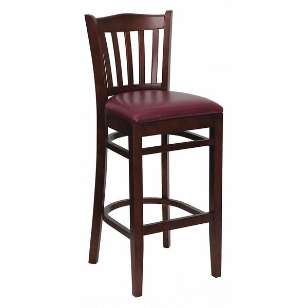 Barstool, Vert Slact Bck, Mah Wd, Burg Vny