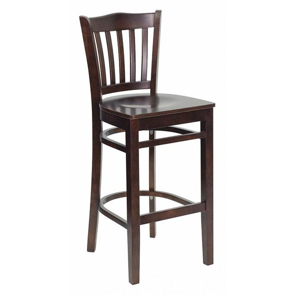 Wood Barstool, Walnut, Vertical Slat Back