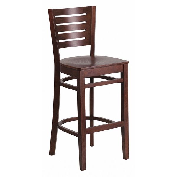 Wood Barstool, Walnut, Slat Back