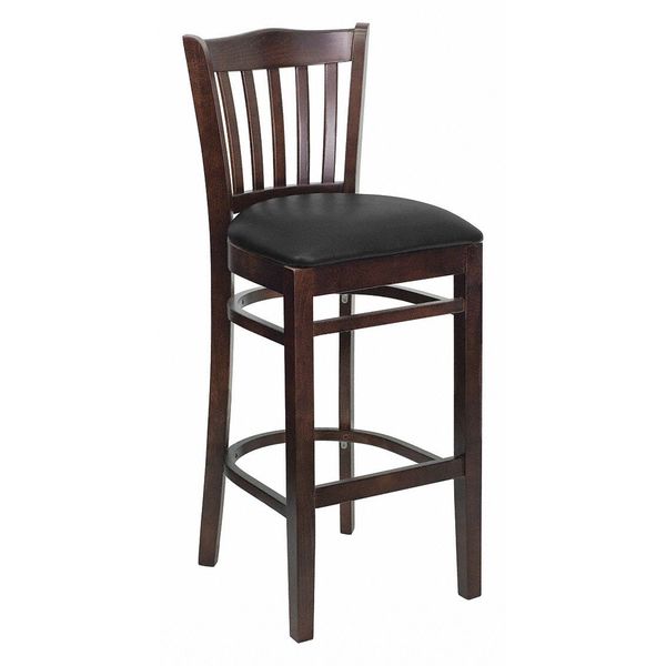 Wood Brstool, Wal, Vrtcl Slat Bck, Blk Vny