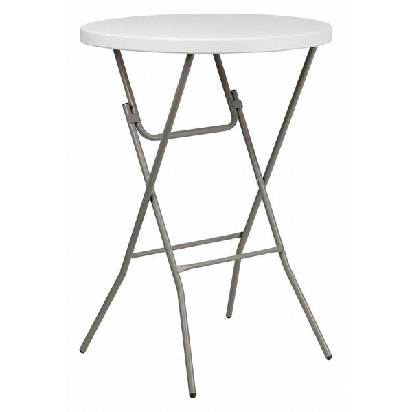 Round Fold Bar Table, Plastic, Rnd, White, 32