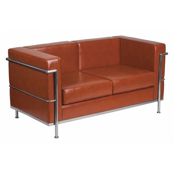 Cognac Leather Loveseat 57