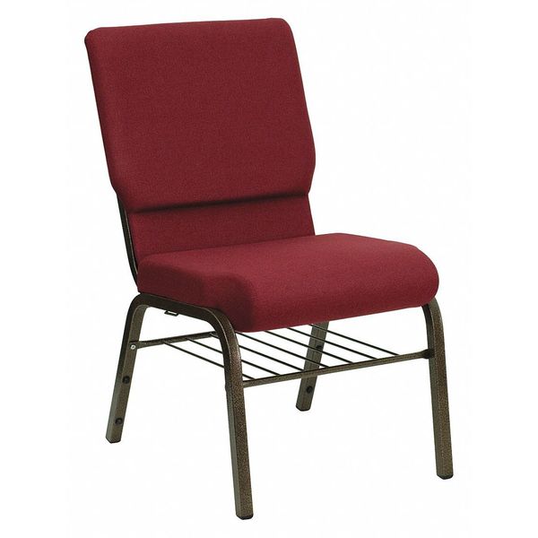 Fabric Church Chair, Burgundy Patterned