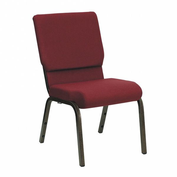 Fabric Church Chair, Gold Frame, Burgundy