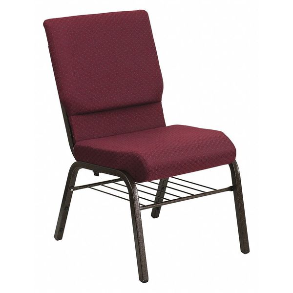 Fabric Church Chair w/Book Pouch, Brgundy