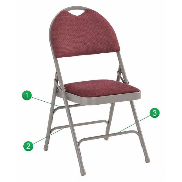 Fabric Fldng Chair, Easy-Carry Hndl, Brgnd