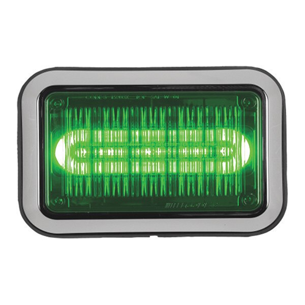 LED PrizmIi, Bezel, Green, Clrd Lens, 4