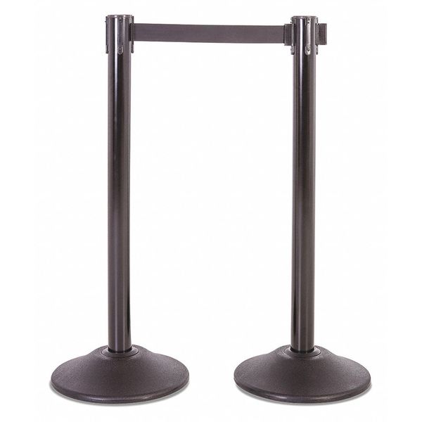 Steel Stanchion, Black, 7.5ft, Black Belt, PR