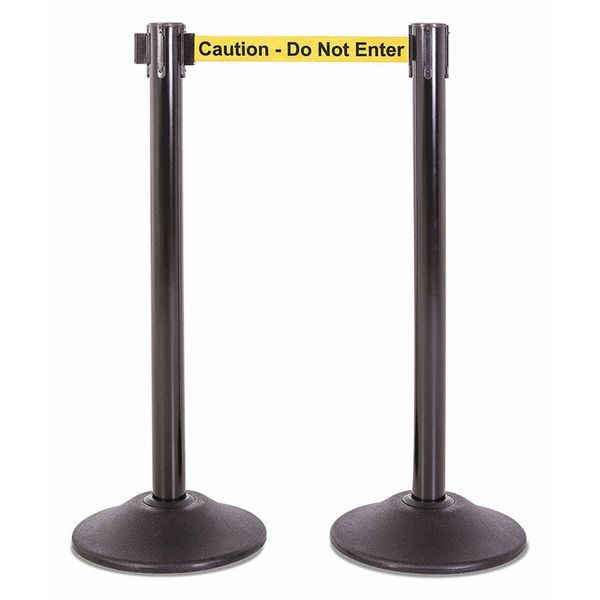 Steel Stanchion, Blk, 7.5ft, Safety Belt, PR